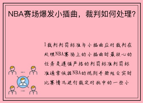 NBA赛场爆发小插曲，裁判如何处理？