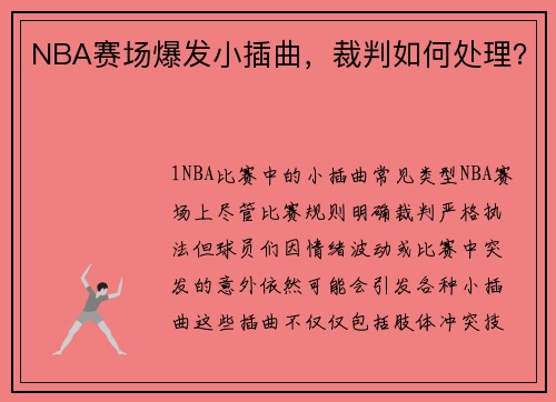 NBA赛场爆发小插曲，裁判如何处理？